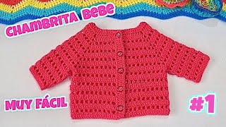 Saquito Tejido a Crochet Para bebe MUY FACIL para principiantes 1 [upl. by Jariv]