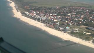 Inselrundflug mit Seitenwindlandung Wangerooge in Full HD [upl. by Fitzger]