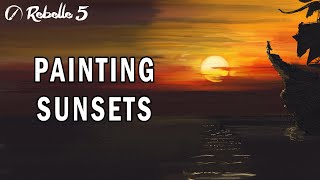 Easy Digital Oil Sunset Painting  Tutorial for Beginners  Rebelle 5 [upl. by Azpurua955]