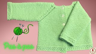 🧶CARDIGAN TRICOT BEBE 69 MOIS  ⚠️LIRE LA DESCRIPTION⚠️Pour le nombre de mailles [upl. by Nohsad]