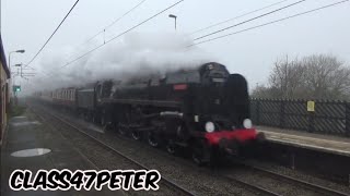 70000 Britannia Emerging From The Mist Through Penkridge Working 5P55 With Whistle [upl. by Edmead]