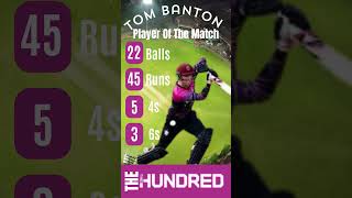 Tom Banton  The Hundred  Player of the match  Cricket [upl. by Monahon]