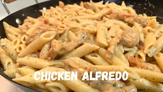 Lazy Creamy Chicken Alfredo Pasta Recipe  Alfredo From A Jar [upl. by Ruttger29]