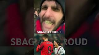 GIROUD SBAGLIA IL RIGORE ❤️💙 SETTORE OSPITI MILAN BOLOGNA [upl. by Neellek]