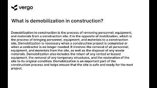 Demobilization in Construction Explained [upl. by Abdel]