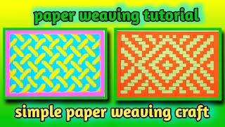 simple paper weaving craft weaving with paper strips paper weaving tutorial paper mat [upl. by Drhcir]