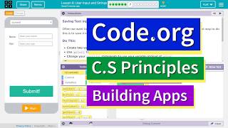 User Input and Strings Lesson 67 Tutorial with Answers Codeorg CS Principles [upl. by Lindsy]