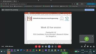 Week 10 live session  NPTEL  CS30  GPU Architectures and Programming [upl. by Alba998]