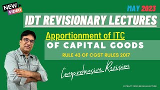 CAFinalMay 23 Revision Lecture20 Apportionment of ITC [upl. by Lesh]