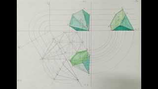 Prioiezione ortogonale di piramide ruotata con piano ausiliario [upl. by Ellswerth]