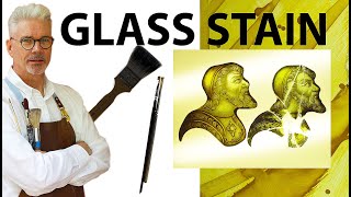 HOW TO PAINT YELLOW STAIN ON GLASS  CREATIVE STAINED GLASS MAKERS TUTORIAL [upl. by Rriocard]