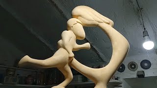 نحت جبس مباشر  التمثال التجريدى  Gypsum sculpture [upl. by Yttig]