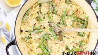 Pasta met asperges en zalm in een romige dillesaus [upl. by Dubenko]