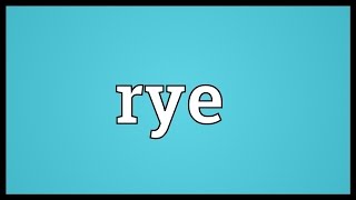 Rye Meaning [upl. by Kathrine]