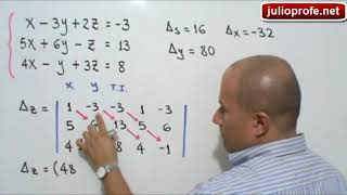 Sistema de 3x3 resuelto por Regla de Cramer [upl. by Anitsua]