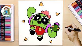 How to Draw Toon Spike From Brawl Stars  New Spike Skin  Toon Spike [upl. by Jourdan]