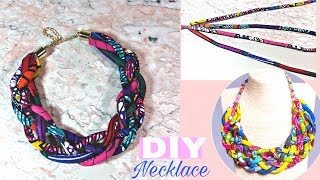 African Print Woven Rope Necklace DIYTutorial [upl. by Boycie]