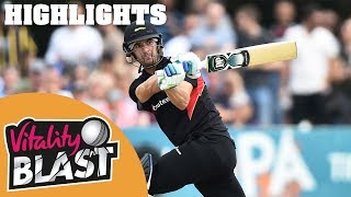 Derbyshire v Leicestershire  Ackermann Claims Three Wickets  Vitality Blast 2019  Highlights [upl. by Rosen]