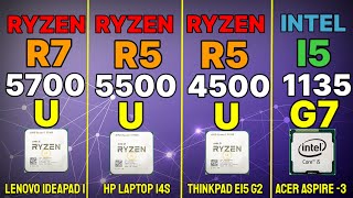 R5 5500U VS I5 1135G7 VS R7 5700U VS R5 4500U Ryzen 5 5500u gaming  productivity test [upl. by Ahsiam]