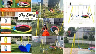 How to build perfect swing set with basketball hoop  unboxing assembly review of my story swing set [upl. by Leiser]