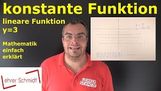 konstante Funktion mit Wertetabelle  lineare Funktion  Mathematik einfach erklärt  Lehrerschmidt [upl. by Thissa]