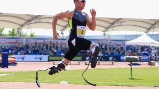 Blade Runners artificial legs controversial at Olympics [upl. by Serolod]