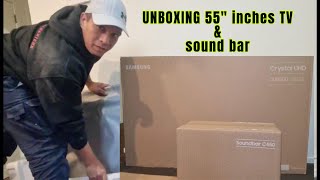 UNBOXING 55quotINCHES TV amp SOUND BAR [upl. by Ahsercal]