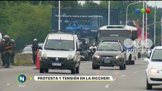 Protesta y tensión en la autopista Riccheri  Telefe Noticias [upl. by Aiuhsoj]