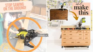 DIY MITER SAW STATION — make a miter saw stand  diy dresser makeover before and after short [upl. by Arnold]