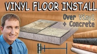 How to install vinyl sheet flooring over existing vinyl and concrete [upl. by Yrocaj]