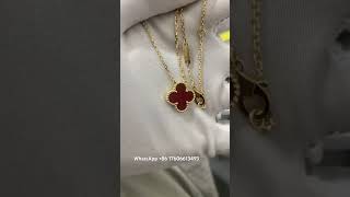 Custom Made Van Cleef Arpels Vintage Alhambra Necklace 18K Yellow Gold Carnelian Stone [upl. by Warner294]