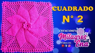 Cuadrado N° 2 tejido a crochet ESTRELLA EN RELIEVES para cojines colchas y cobijas para bebe [upl. by Levinson819]