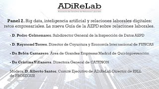 IV congreso ADiReLab Panel 2 Big data inteligencia artificial y relaciones laborales digitales [upl. by Doyle]