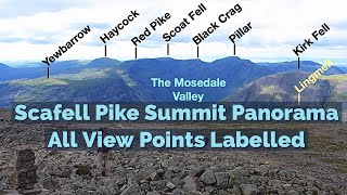 Scafell Pike  Fully Labelled Summit View Panorama Lake District Walks amp Hiking [upl. by Boucher599]