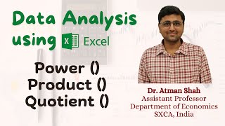 Power  Product  and Quotient  functions in Excel  Excel Tutorials  Dr Atman Shah [upl. by Alo84]