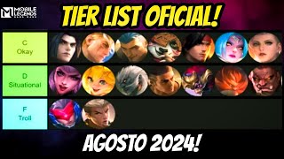 NUEVA TIER LIST OFICIAL AGOSTO LOS MEJORES HEROES DEL META MOBILE LEGENDS ESPAÑOL 2024 [upl. by Erihppas]