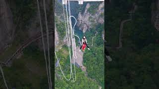 Zhangjiajie Grand Canyon Glass Bridge Bungee Jumping First Person View [upl. by Etem918]