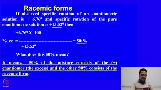 mod04lec18  Optical Activity of Organic Molecules and Isomerism [upl. by Ainekahs]