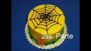 Pastel para Halloween con Araña Tejiendo su Telaraña  2da Parte [upl. by Marriott]