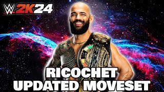 WWE 2K24 Ricochet Updated Moveset [upl. by Bonilla]