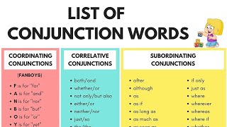 Conjunction Words A Complete List of Conjunctions in English [upl. by Labors639]