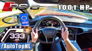 1001HP AUDI RS6 C8 MTM 333KMH on AUTOBAHN NO SPEED LIMIT by AutoTopNL [upl. by Crystie]