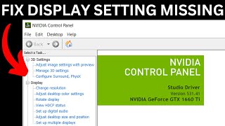 How To Fix NVIDIA Control Panel Display Settings Missing or Not Showing [upl. by Ballard889]