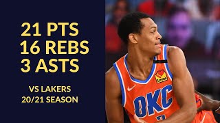 Darius Bazley 21 Pts 2 Threes 16 Rebs 3 Asts Highlights vs LA Lakers  NBA 2021 Season [upl. by Melita]