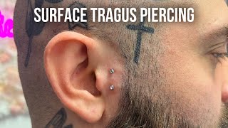 OUCH 😱 Surface Tragus Piercing [upl. by Alita]