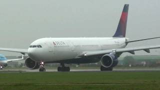 Delta  A330300  Takeoff from Amsterdam [upl. by Ellekcir423]