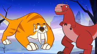 Histoire du dinosaure Smilodon  Dessin Animé  Je Suis Un Dinosaure  Dinosaures Pour Enfant [upl. by Cello]