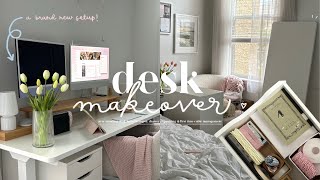 cozy desk makeover 🌷🖥️🧵 — building a standing desk drawer organizing new setup amp cable management [upl. by Novy]