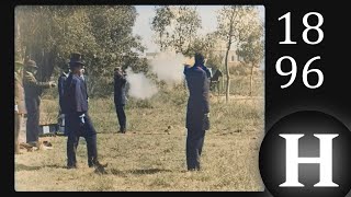 1896  France  Pistol duel between two men Colorized [upl. by Annay]