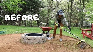 How to Make a Fire Pit Seating Area Backyard Makeover  Thrift Diving [upl. by Jerz]